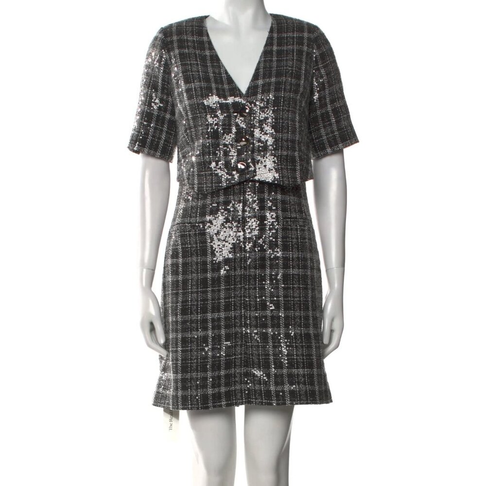 Derek Lam 10 Crosby Plaid Sequin-Embellished Mini Dress | Size S / US 4